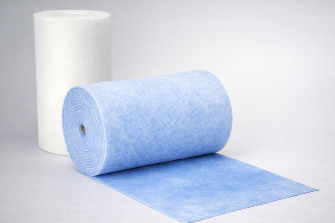 Rollo de manta filtrante HVAC G2 G3 G4 blanco y azul, prefiltro de aire en rollo para sistemas de ventilación y climatización