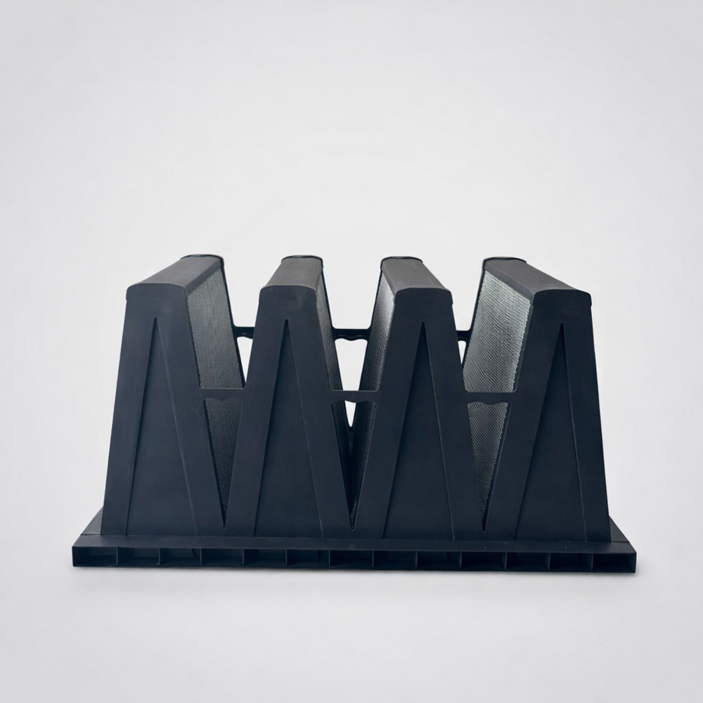 Detalle interior de filtro de carbón activo 4V con celdas de adsorbente para eliminación de gases, olores y contaminantes